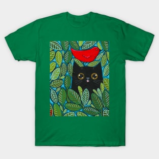 Cat Bird Watching 6 T-Shirt